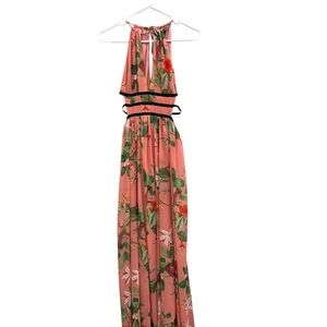 Express Floral Halter Maxi Dress - Pink and Green